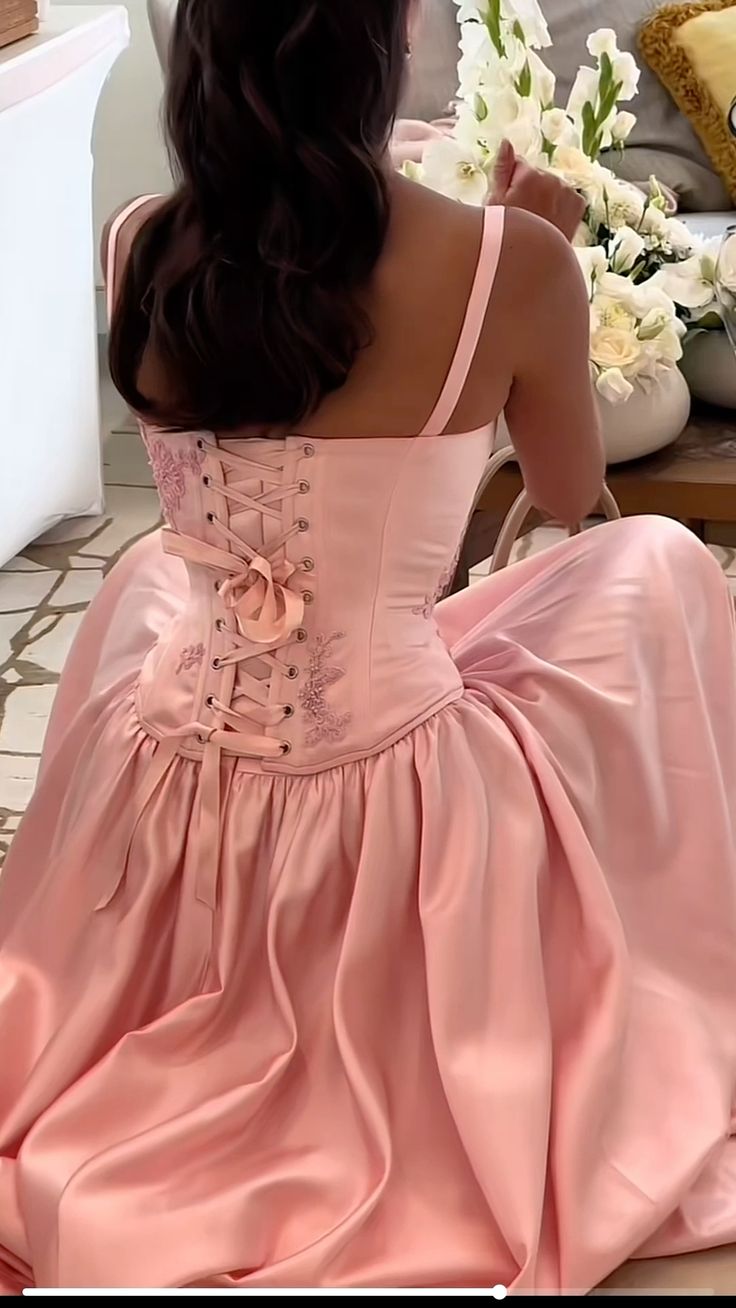 Elegant A Line Straps Pink Satin Long Length Prom Dresses Birthday Outfits