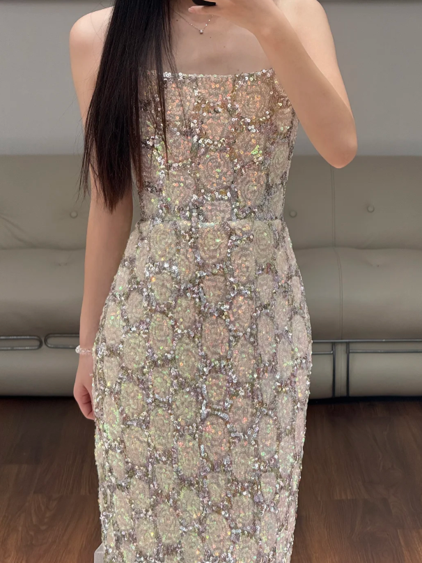Sequin Lace Prom Party Dress Sparkle 21st Birthday Outfit Evening Dress