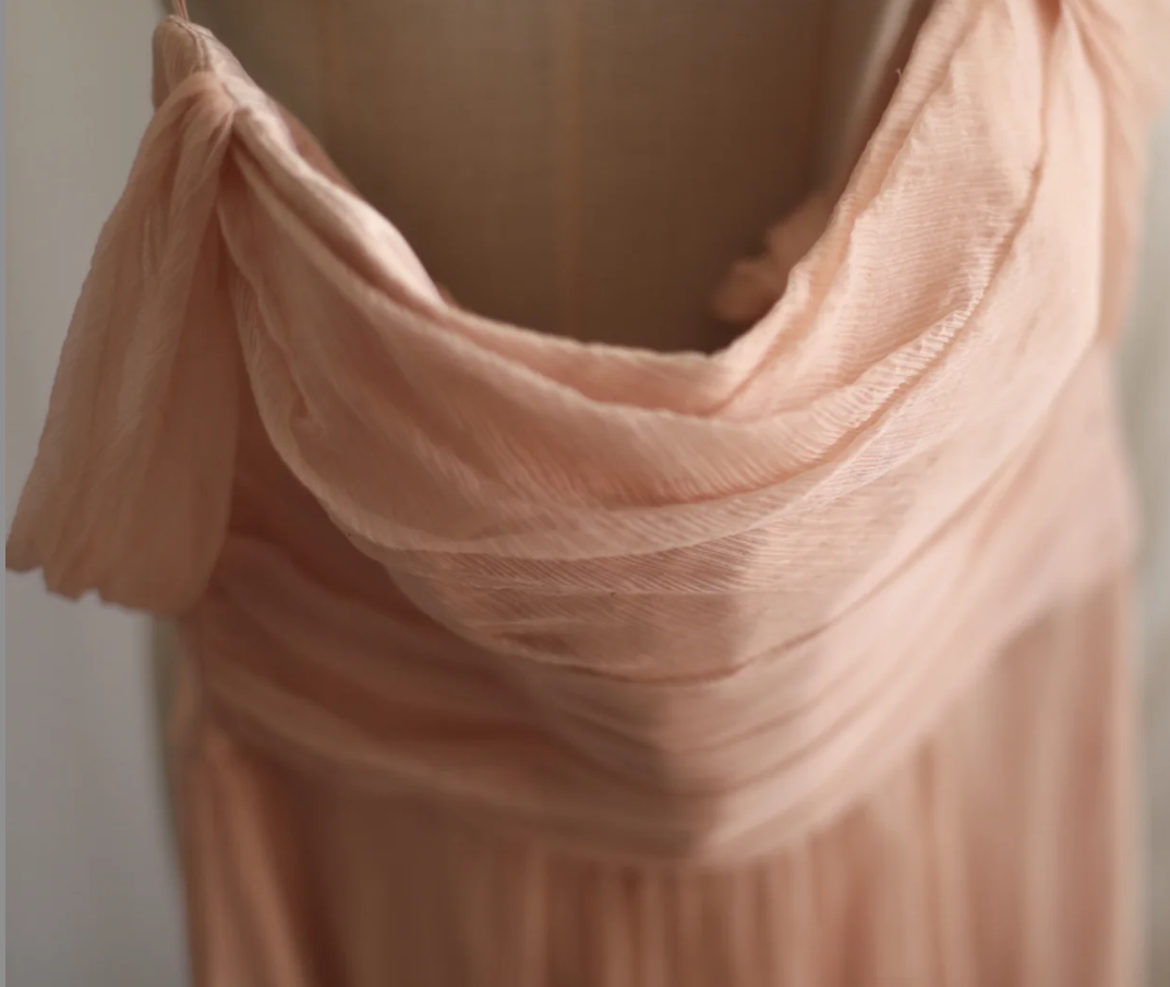 Classy Nude Pink Chiffon A Line Long Wedding Guest Dress Formal Birthday Party Dress