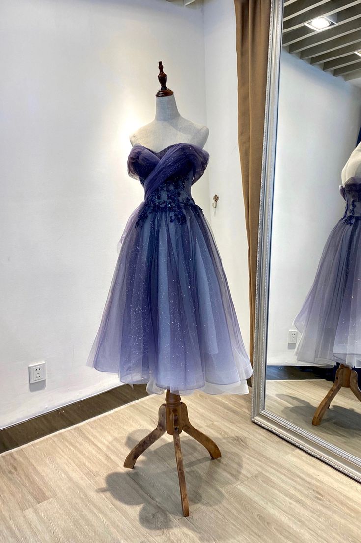 Cute Tulle Lace Short Prom Dress Off the Shoulder Homecoming Dress