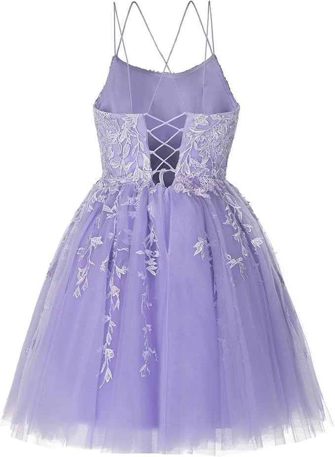 Pretty short A-line yellow homecoming dress with spaghetti straps