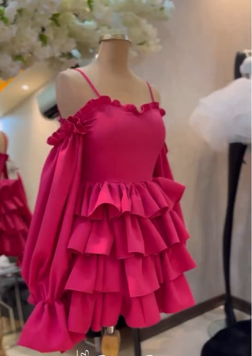 A-line Spaghetti Straps Tiered Homecoming Dress