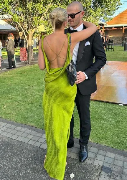 Chic Print Long Prom Dress Sexy Backless Evening Dress