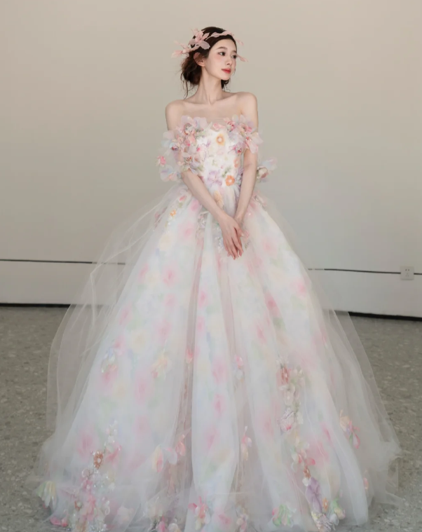 Off The Shoulder Tulle Prom Party Dress Birthday Dress Evening Dress