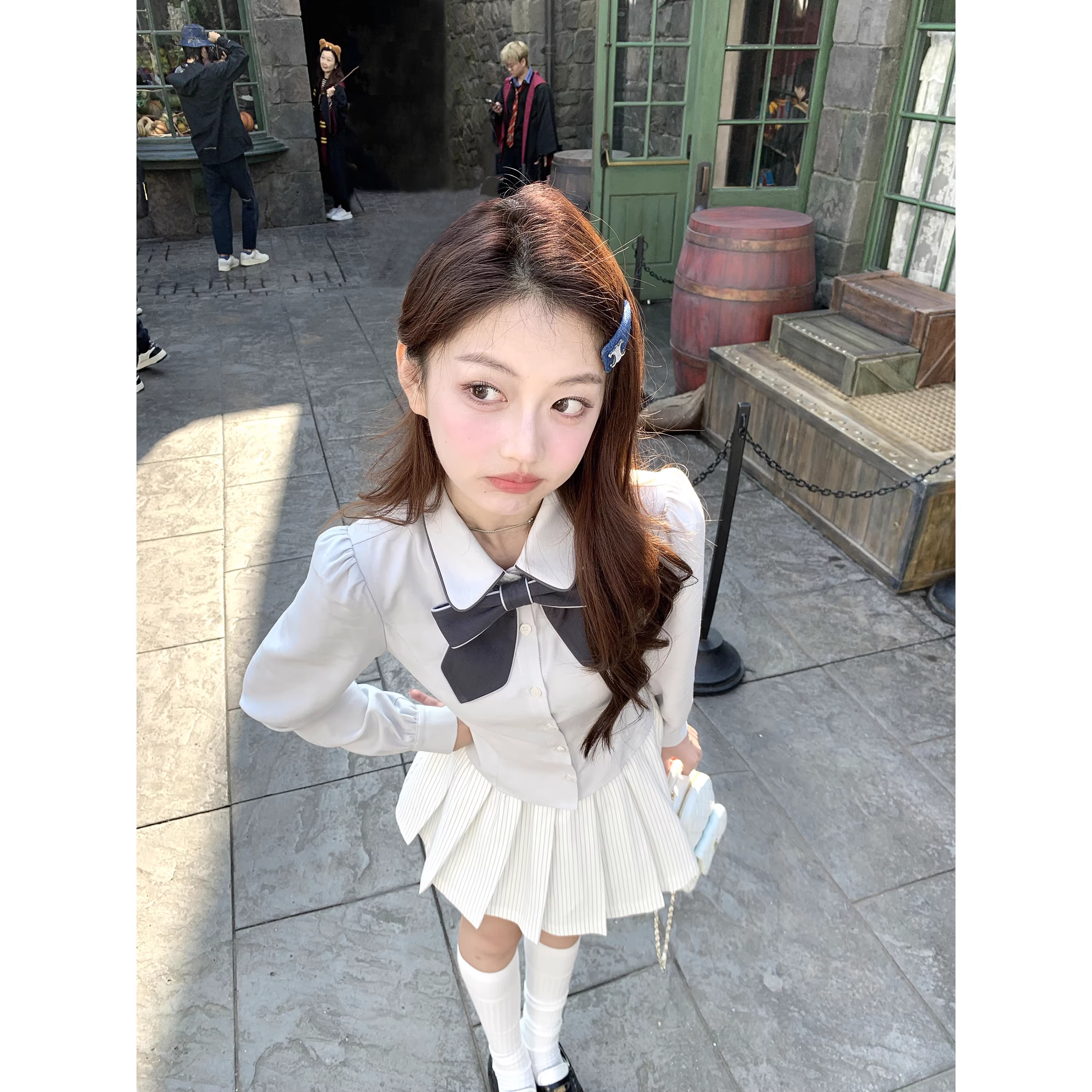Cute and sweet long-sleeved top and shirt set A147