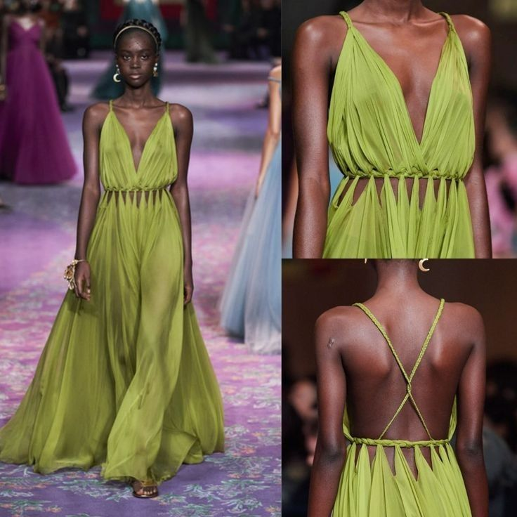 Sexy Green Deep V Neck Chiffon Party Dress,A Line Backless Prom Evening Gown