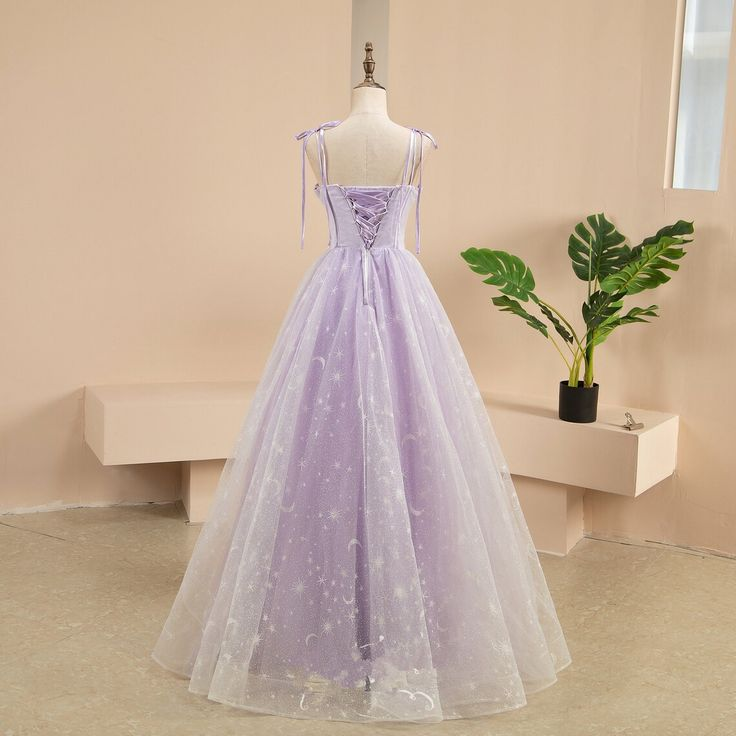 A-line Lavender Tulle Sweetheart Prom Dress,Fairy Dress