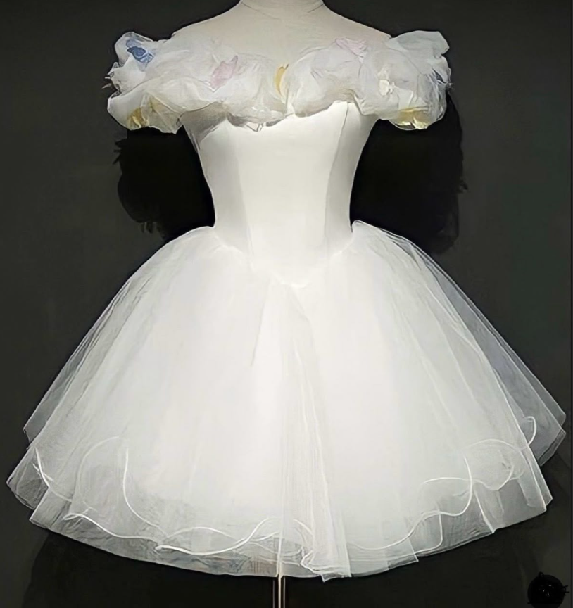 Elegant Off The Shoulder Tulle Satin A Line Homecoming Dress White Short Birthday Outfits