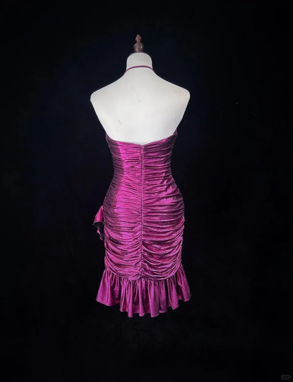 Sexy Halter Pleated Mini Cocktail Dresses Homecoming Dress