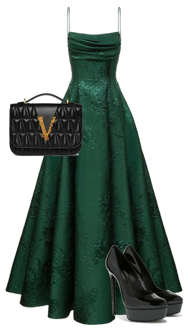 Emerald Green Spaghetti Straps Prom Dress A-line Evening Dress