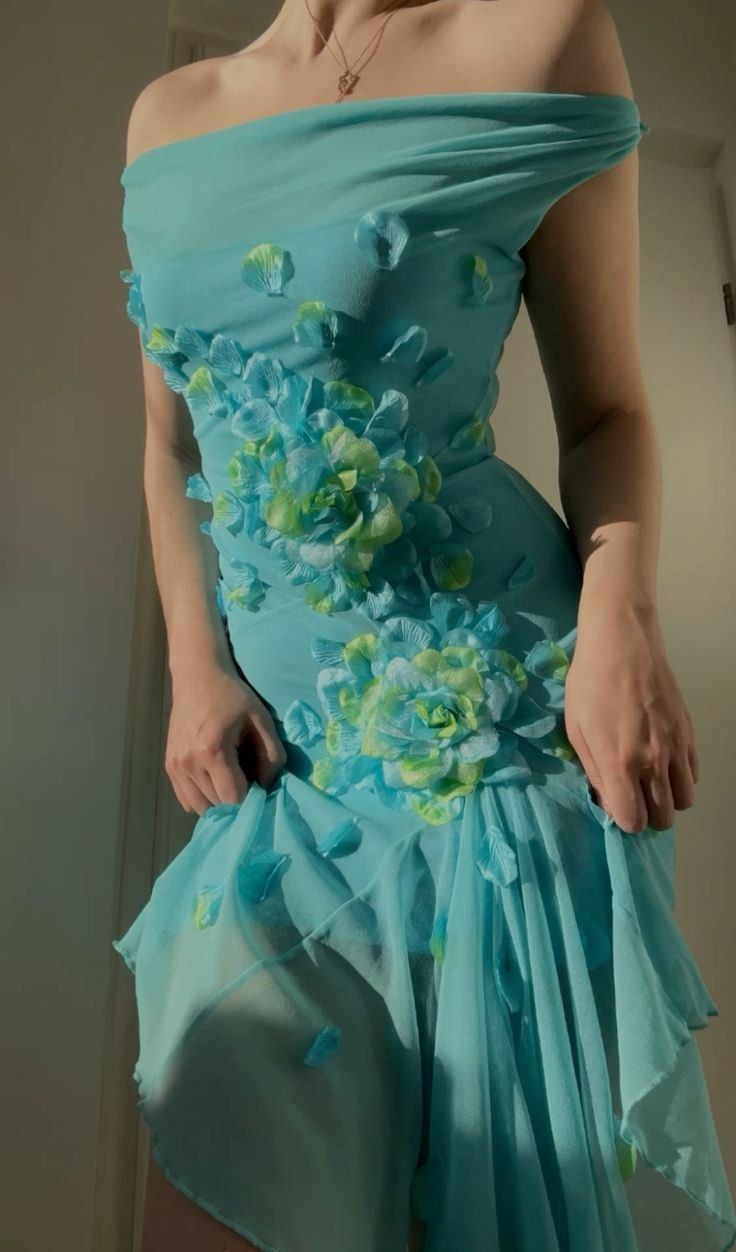 Unique Off The Shoulder Chiffon Appliques Party Dress Birthday Dress