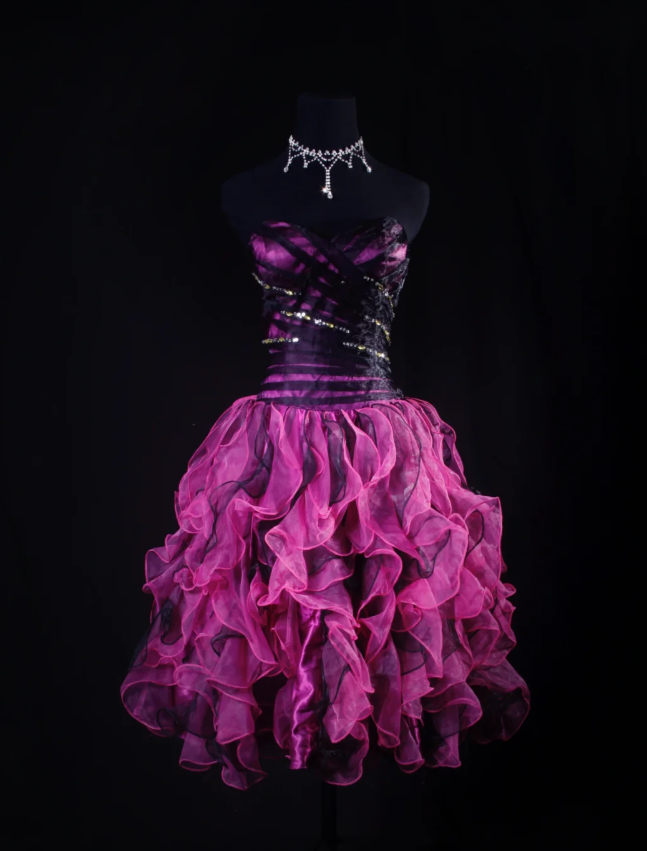 Chic Strapless Hot Pink Ruffle Multi-Layered Princess Party Dress Two-way Prom Dress