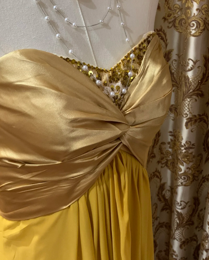 Stylish Strapless Beaded Satin Chiffon Long Wedding Guest Dress Formal Birthday Party Dress