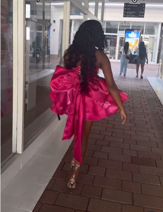 Gorgeous Hot Pink Satin Beaded Homecoming Dress Short Birthday Dress With Bow
