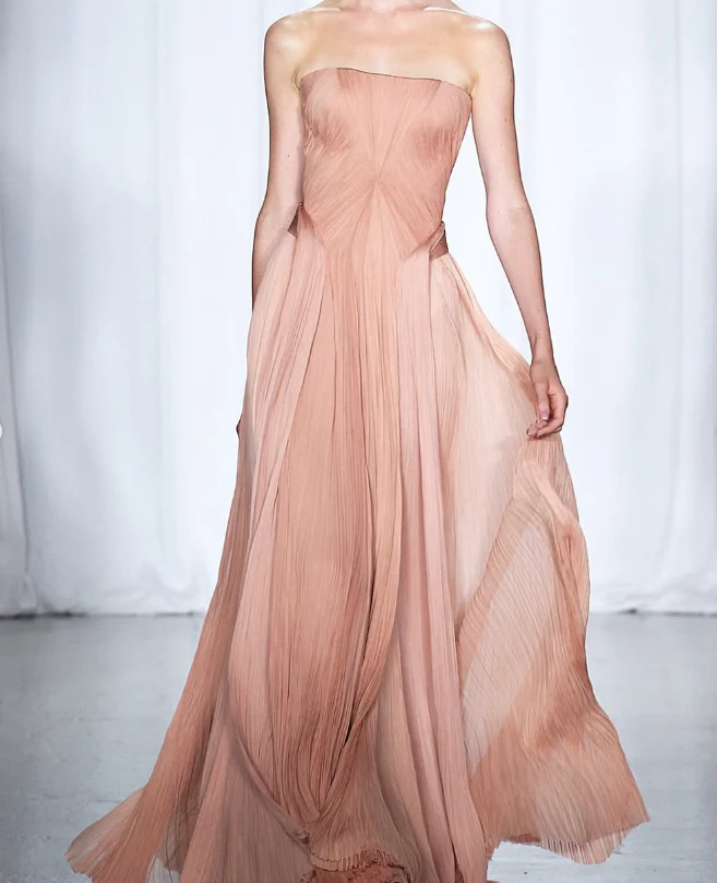Elegant A Line Strapless Chiffon Long Prom Dress Evening Dress