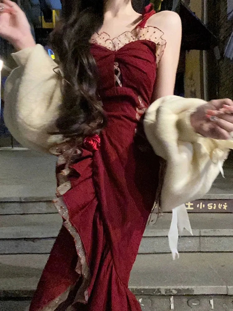 Evening Party Dresses Elegant Mermaid wine red stunning dress