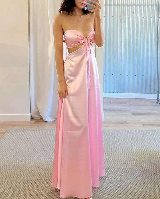 Simple pink prom dress New Evening Dresses