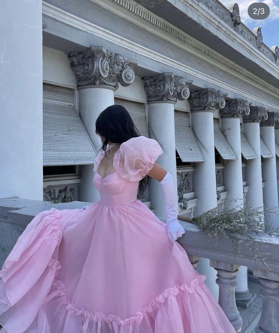 Vintage Pink A-line Prom Dress,Pink Princess Dress