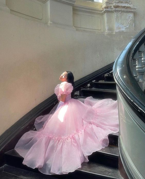 Vintage Pink A-line Prom Dress,Pink Princess Dress