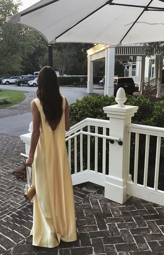Gorgeous A Line V Neckline Yellow Floor Length Evening Dress Prom Dresses