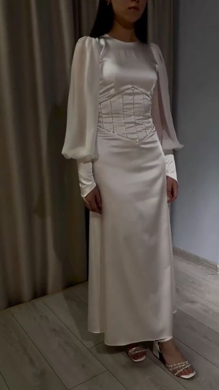 Charming Round Neck Long Prom Dresses Formal Evening Dress