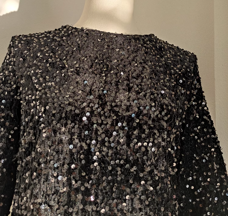 Cute A line Scoop Black Travel Vacation Dresses Short Sequin Birthday Dress