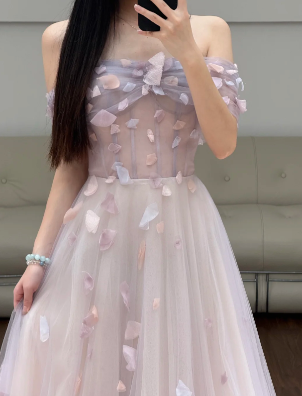 Off The Shoulder Tulle Prom Party Dress 19th Birthday Dress