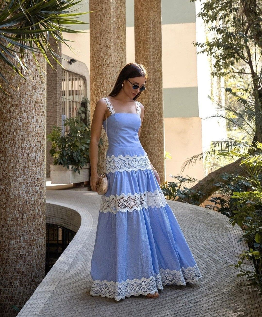 Chic Eyelet Embroidery Straps Prom Dress,Boho Dress