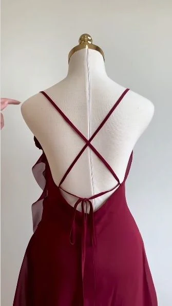 Pretty Burgundy Chiffon Short Cocktail Dress Homecoming Dress