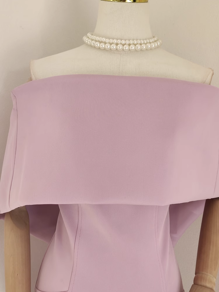 Sexy A line Off The Shoulder Lilac Vacation Dress Satin Women Dresses