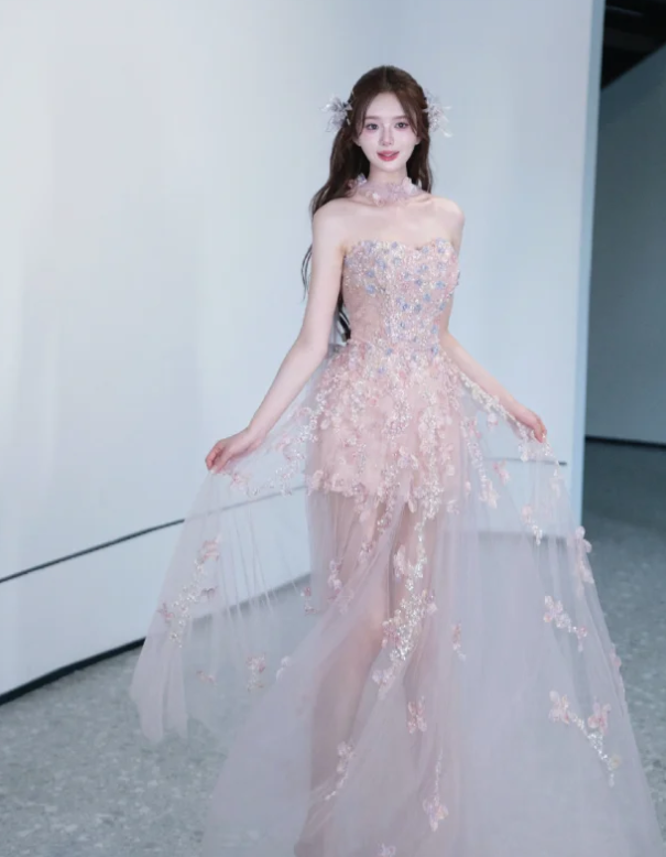 Strapless Tulle Prom Party Dress Birthday Dress Evening Dress