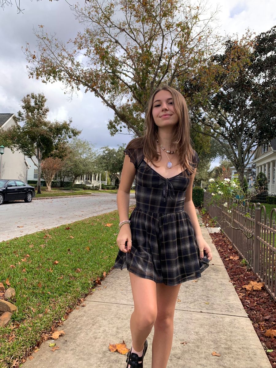 Retro Black Plaid Small Flying Sleeve Waist A-line 17th Birthday Homecoming Dress