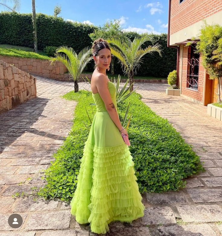 Strapless Green Satin Tulle Pleated Long Prom Dress Formal A Line Evening Dress