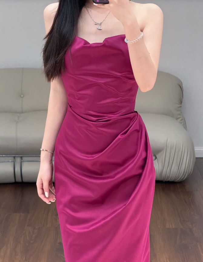 Fuchsia Prom Party Dress Birthday Dress Evening Dress