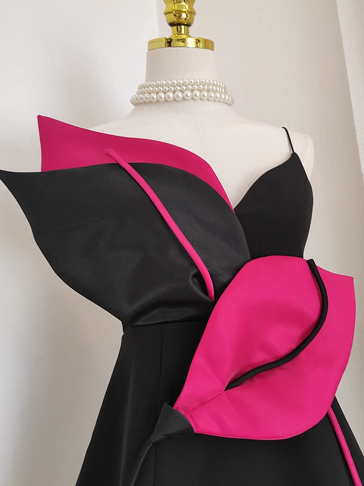 Cheap A line Spaghetti Straps Black Satin Short Homecoming Dresses Birthday Outfits