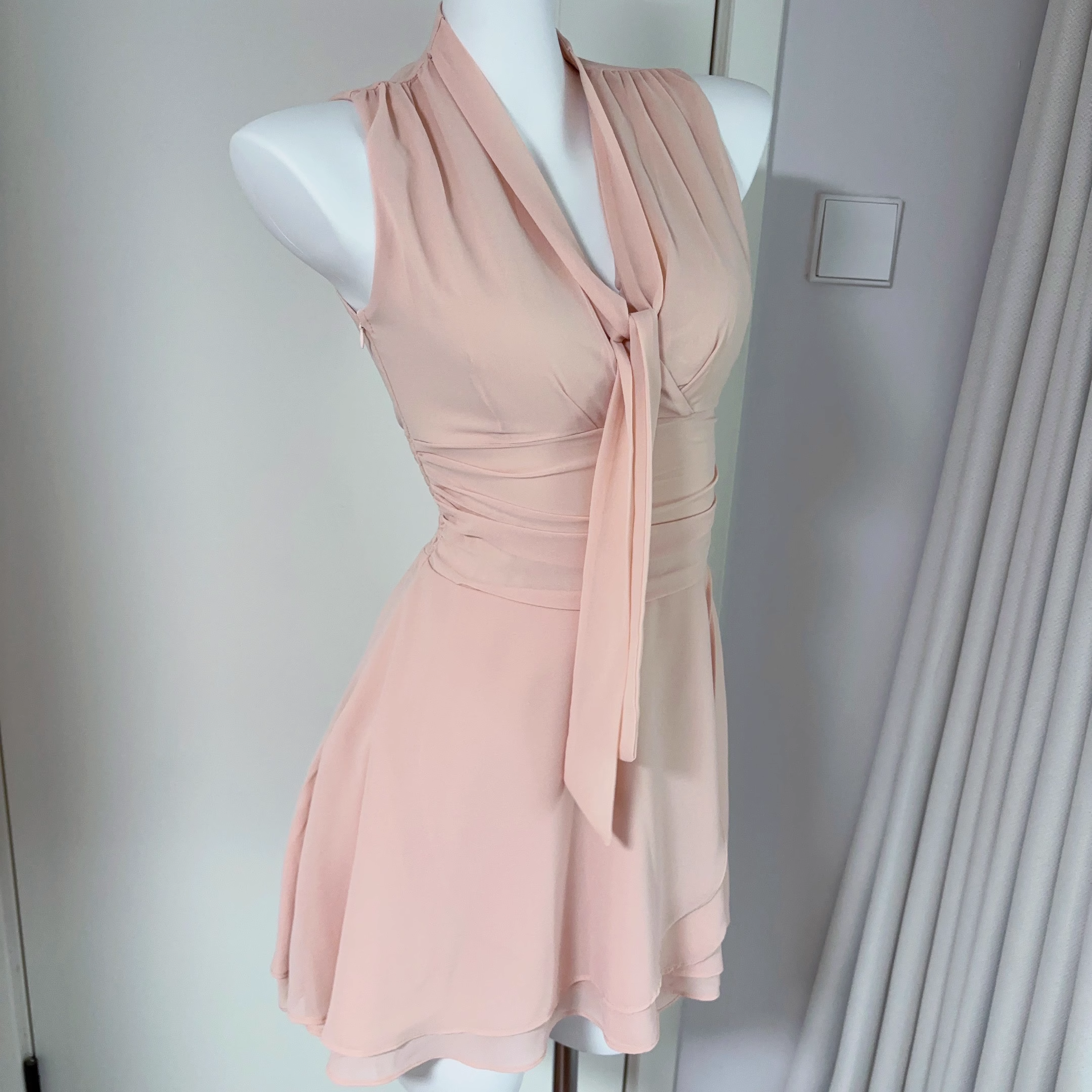 Pink Sleeveless Chiffon Short Vacation Dress Cocktail Dress