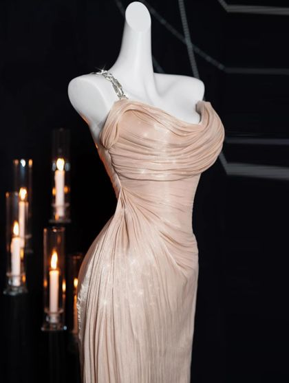 Sweet One-shoulder Satin Long Prom Dress,Formal Evening Dress