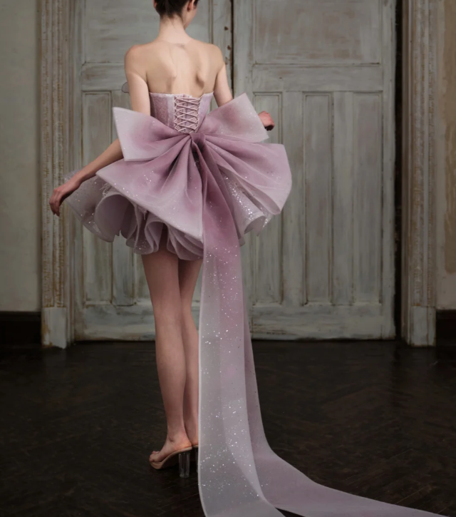 Pretty Purple Butterfly Organza Sequin A Line Formal Homecoming Dress 20th Birthday Outfits With Bow