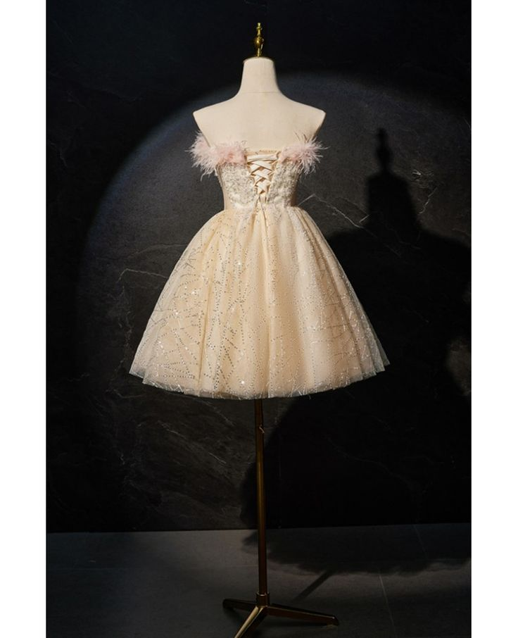 Pretty Champagne Sequin Tulle Short Birthday Outfits 6th Grade Homecoming Dress
