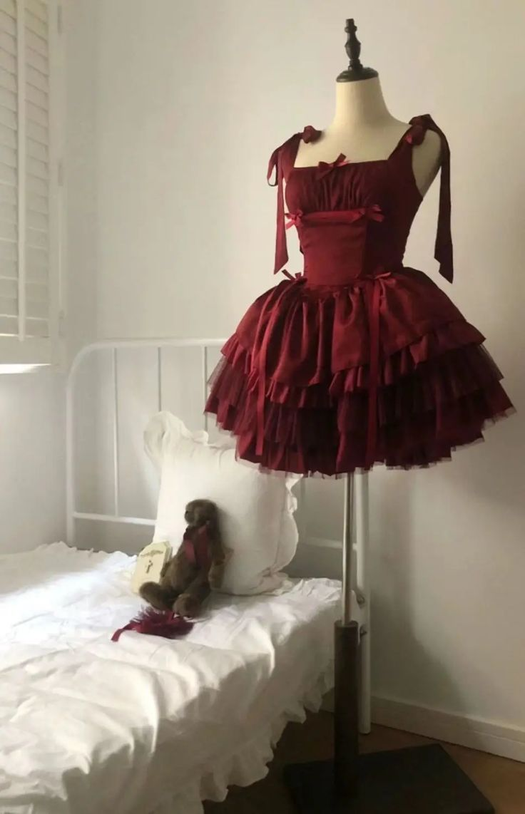 Vintage Burgundy Tulle Layered Bow Mini Birthday Outfits A Line Homecoming Dress