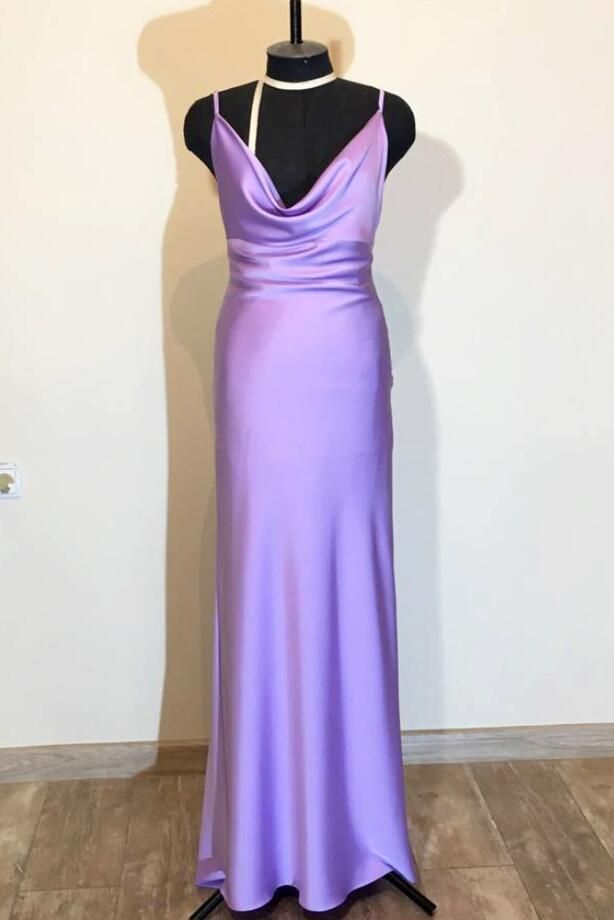 Lavender Column Long Formal Evening Dress