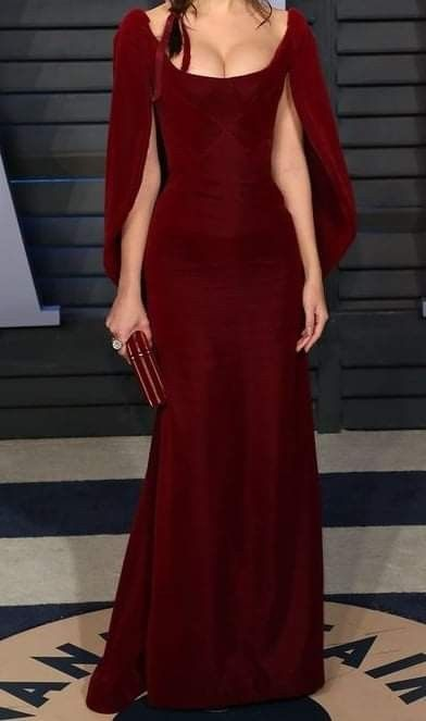 Vintage Burgundy Mermaid Long Prom Evening Dress Formal Party Gown