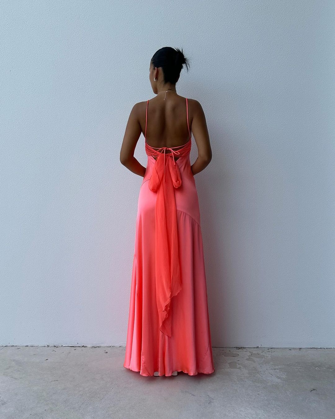 Simple Peach A Line Long Prom Dress Formal Party Dress With Side Slit