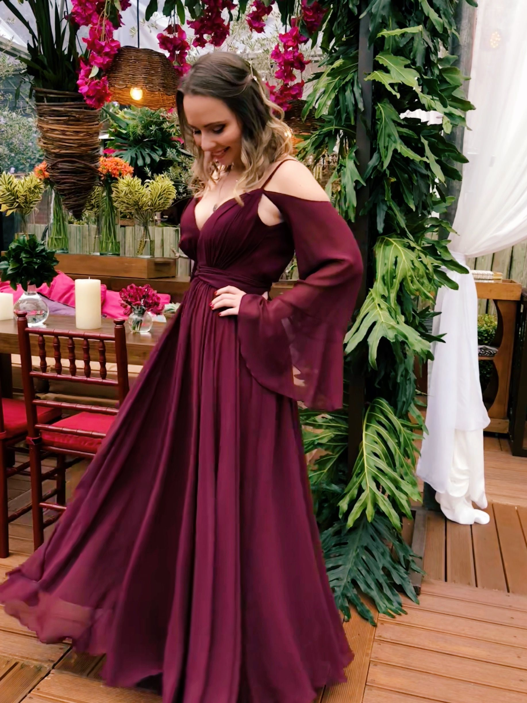 A-line V Neck Chiffon Prom Dress,Evening Dress