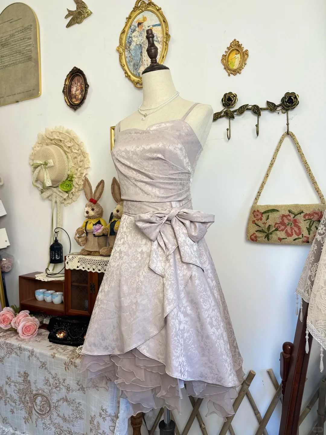 Vintage Satin Print Floral A Line Short Party Dress Homecoming Dress