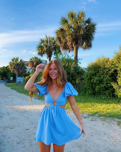 Blue Waist Cut Out Homecoming Dress,Blue Beach Dress