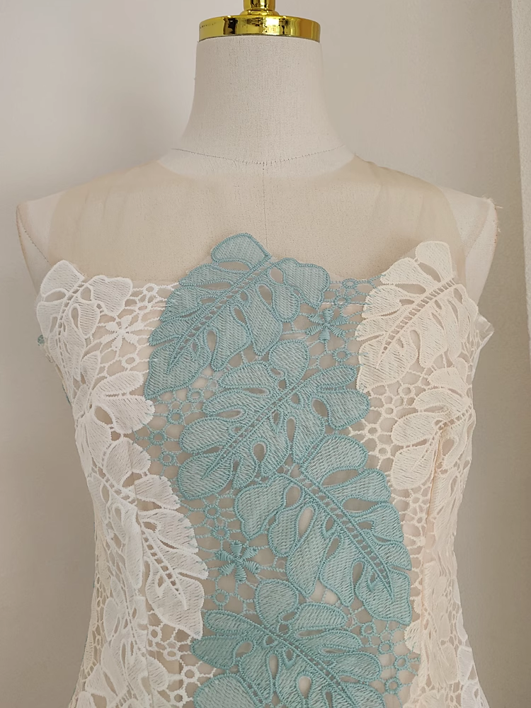 Cute A line Ivory Blue Lace Party Dress Holiday Birthday Outfits For Women