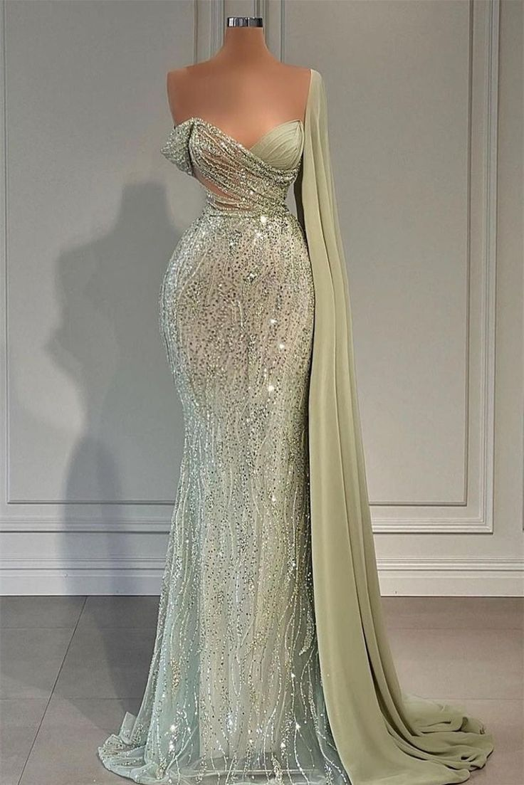 Luxury Sequins Beaded Mermaid Evening Dress Long Party Dress