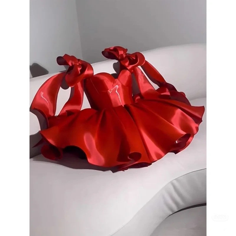 Chic A line Satin Straps Short White Homecoming Dress 20th Birthday Outfits