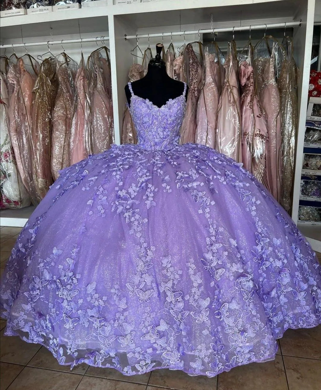 Purple princess ball gown quinceanera dress sweet 16 dress butterflies quinceanera dress